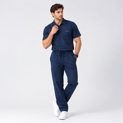 Unisex Polo Scrub - Navy