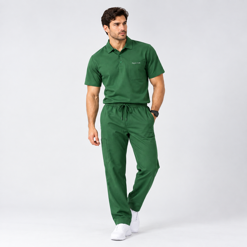 Unisex Polo Scrub - Forest Green