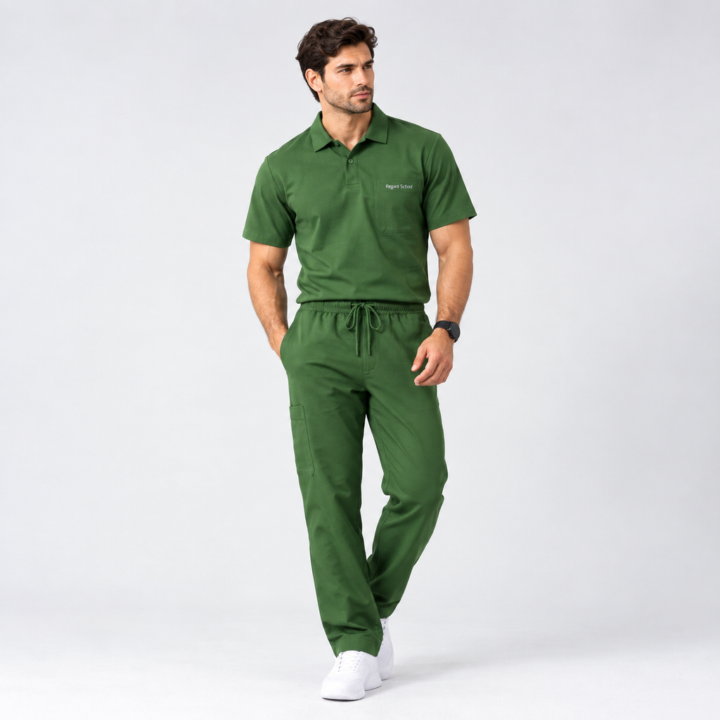 Unisex Polo Scrub - Olive Green