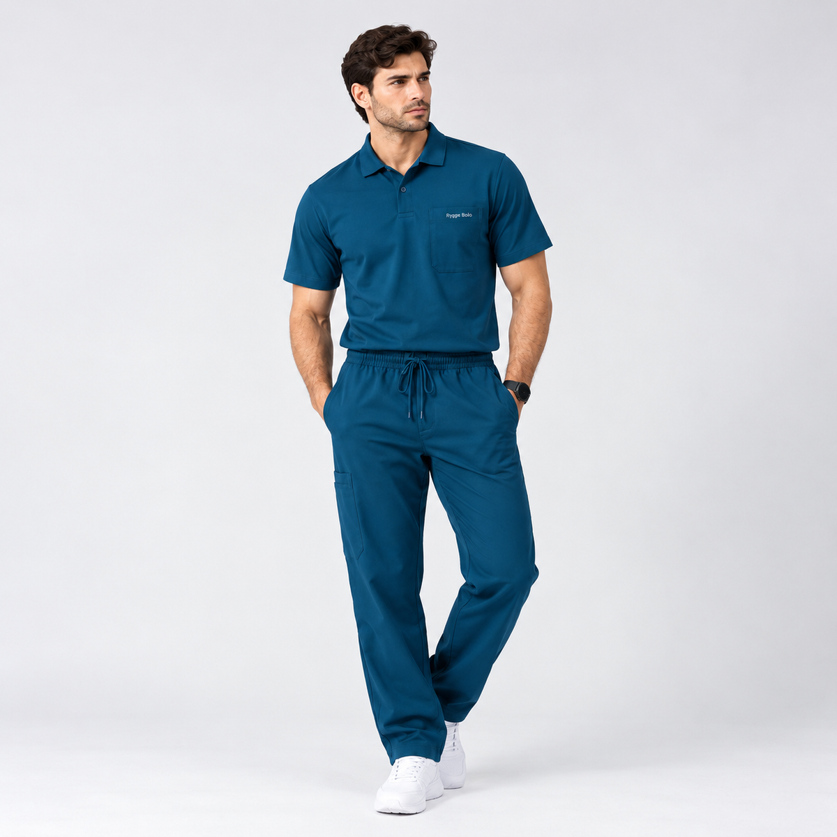 Unisex Polo Scrub - Petrol blue
