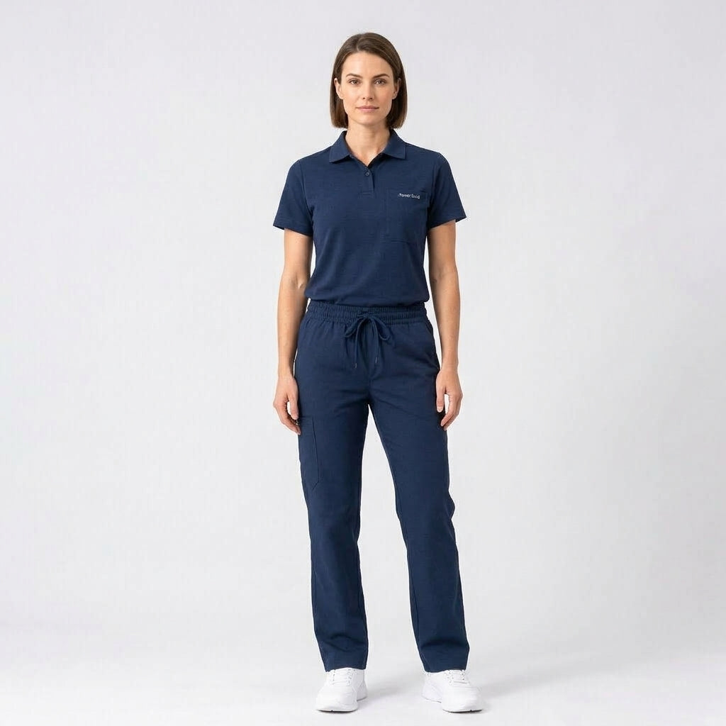 Unisex Polo Scrub - Navy