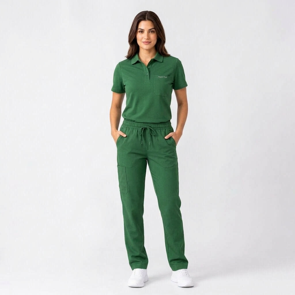 Unisex Polo Scrub - Forest Green
