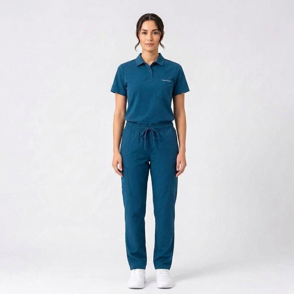 Unisex Polo Scrub - Petrol blue